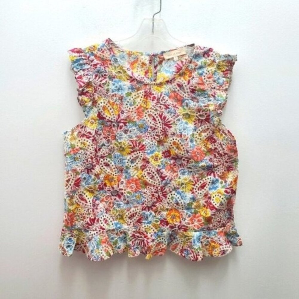 Solitaire Top Embroidered Eyelet Lace Crochet Size M  Cottage core